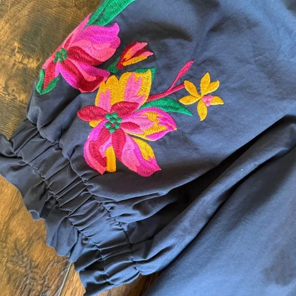 THML Navy Top with Pink and Yellow Label Detail, size large - Picture 5 of 6